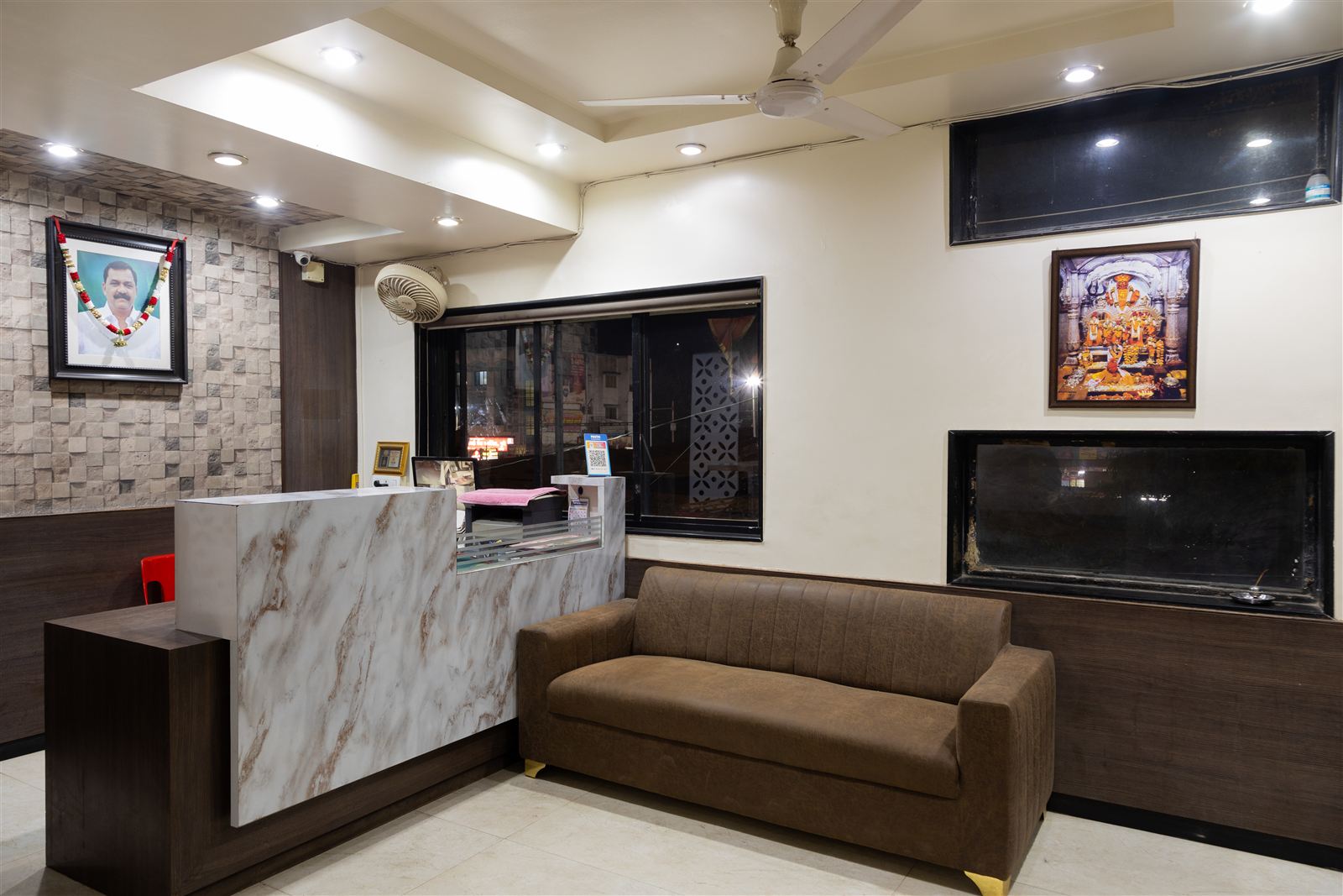 Lobby sofa seating by the window